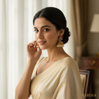 Gold-Tone Peacock Style AD Stone Medium Jhumka Green and Red with Pearl Drops for Women - Matte Finish