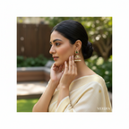 Gold-Tone Mint Green Stone Pearl Jhumka for Women - Matte Finish