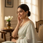 Gold-Tone Round Top Mint Green AD Jhumka for Women - Matte Finish