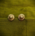 Gold-Tone Cutwork Floral Stud Earrings for Women - Matte Finish