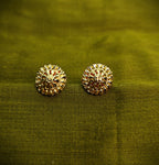 Gold-Tone Cutwork Floral Stud Earrings for Women - Matte Finish