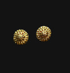 Gold-Tone Cutwork Floral Stud Earrings for Women - Matte Finish