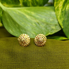 Gold-Tone Cutwork Floral Stud Earrings for Women - Matte Finish