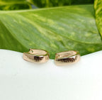 Gold-Tone Premium Greek Key Huggie Hoop Earrings for Women - Glossy Finish