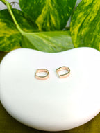 Gold-Tone Premium Greek Key Huggie Hoop Earrings for Women - Glossy Finish