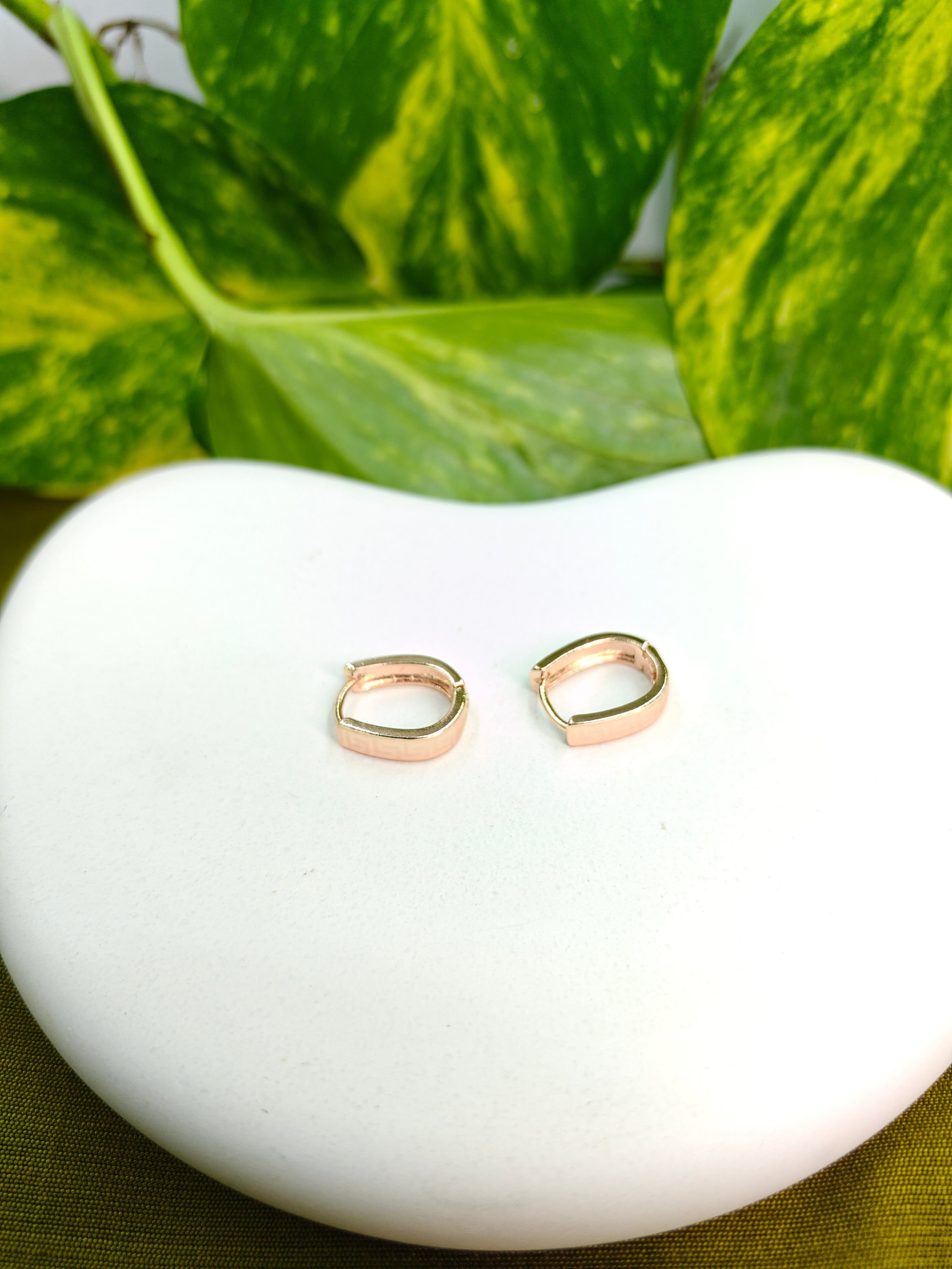 Gold-Tone Premium Greek Key Huggie Hoop Earrings for Women - Glossy Finish