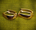 Gold-Tone Premium Greek Key Huggie Hoop Earrings for Women - Glossy Finish