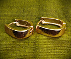 Gold-Tone Premium Greek Key Huggie Hoop Earrings for Women - Glossy Finish