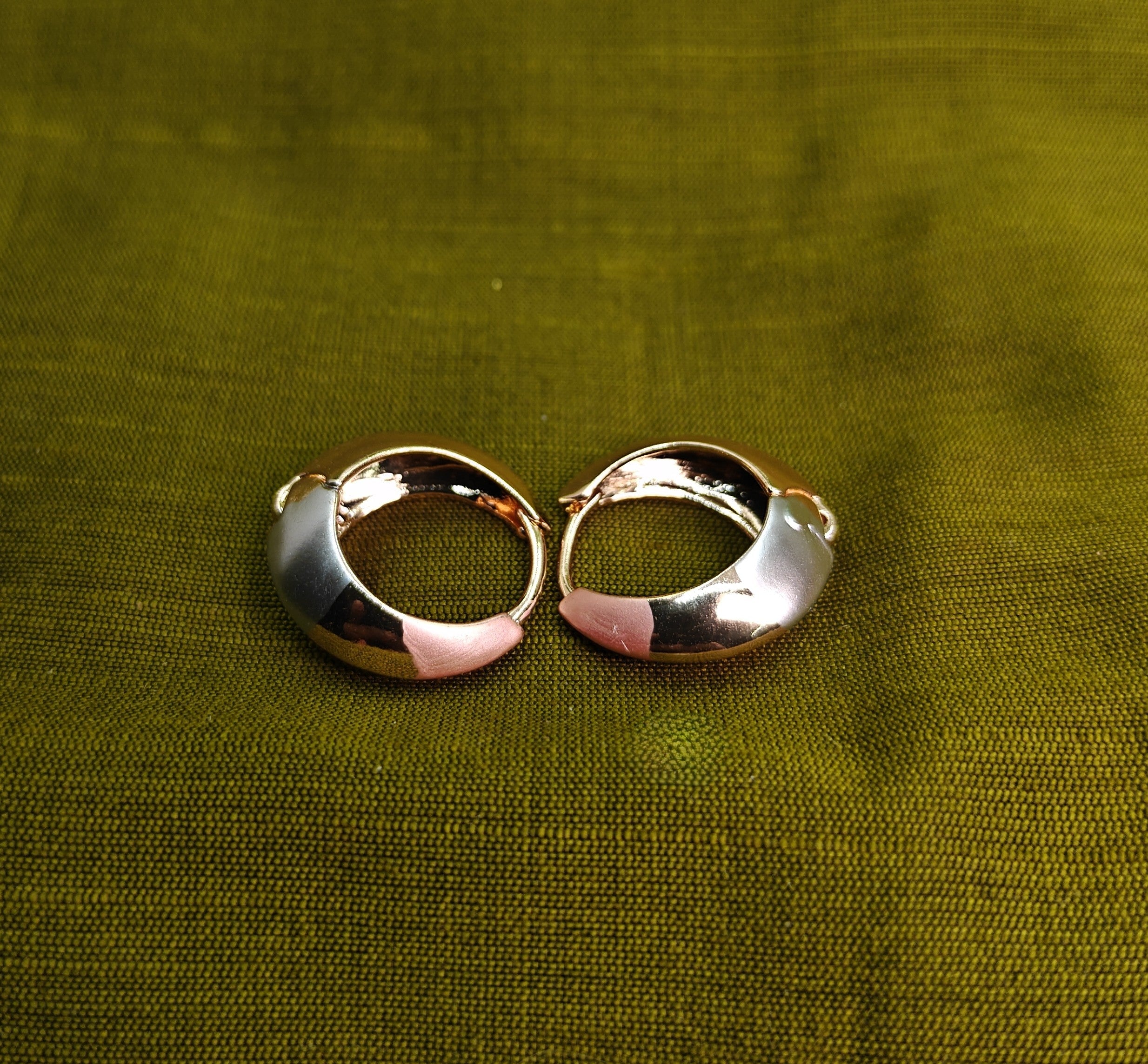 Gold-Tone Premium Tri-Colour Huggie Hoop Earrings for Women - Glossy Finish