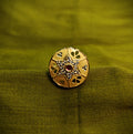 Gold-Tone Premium Star Chakra AD Ring for Women - Glossy Finish - Adjustable Size