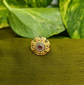 Gold-Tone Premium Round Halo AD Ring for Women - Glossy Finish - Adjustable Size