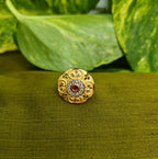 Gold-Tone Premium Round Halo AD Ring for Women - Glossy Finish - Adjustable Size