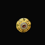 Gold-Tone Premium Round Halo AD Ring for Women - Glossy Finish - Adjustable Size