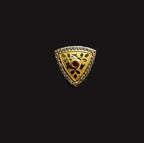 Gold-Tone Premium Triangle Shield AD Ring for Women - Glossy Finish - Adjustable Size