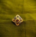 Gold-Tone Premium Diamond-Shaped AD Ring for Women - Glossy Finish - Adjustable Size