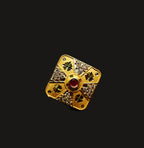Gold-Tone Premium Diamond-Shaped AD Ring for Women - Glossy Finish - Adjustable Size