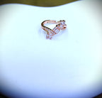 Gold-Tone Premium Baguette Bow AD Ring for Women - Glossy Finish - Adjustable Size