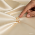 Gold-Tone Premium Baguette Bow AD Ring for Women - Glossy Finish - Adjustable Size