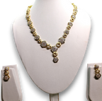 Gold-Tone Hexagon AD Necklace Set for Women - Glossy Finish