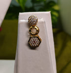 Gold-Tone Hexagon AD Necklace Set for Women - Glossy Finish