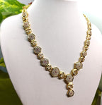 Gold-Tone Hexagon AD Necklace Set for Women - Glossy Finish