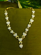 Gold-Tone Heart AD Layering Necklace Set for Women - Glossy Finish
