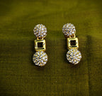 Gold-Tone Geometric Circle & Square AD Necklace Set for Women - Glossy Finish