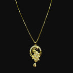 Gold-Tone Peacock AD Pendant Set for Women - Glossy Finish