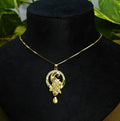 Gold-Tone Peacock AD Pendant Set for Women - Glossy Finish