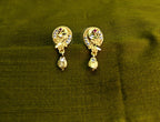 Gold-Tone Temple Style Peacock AD Pendant Set for Women - Glossy Finish