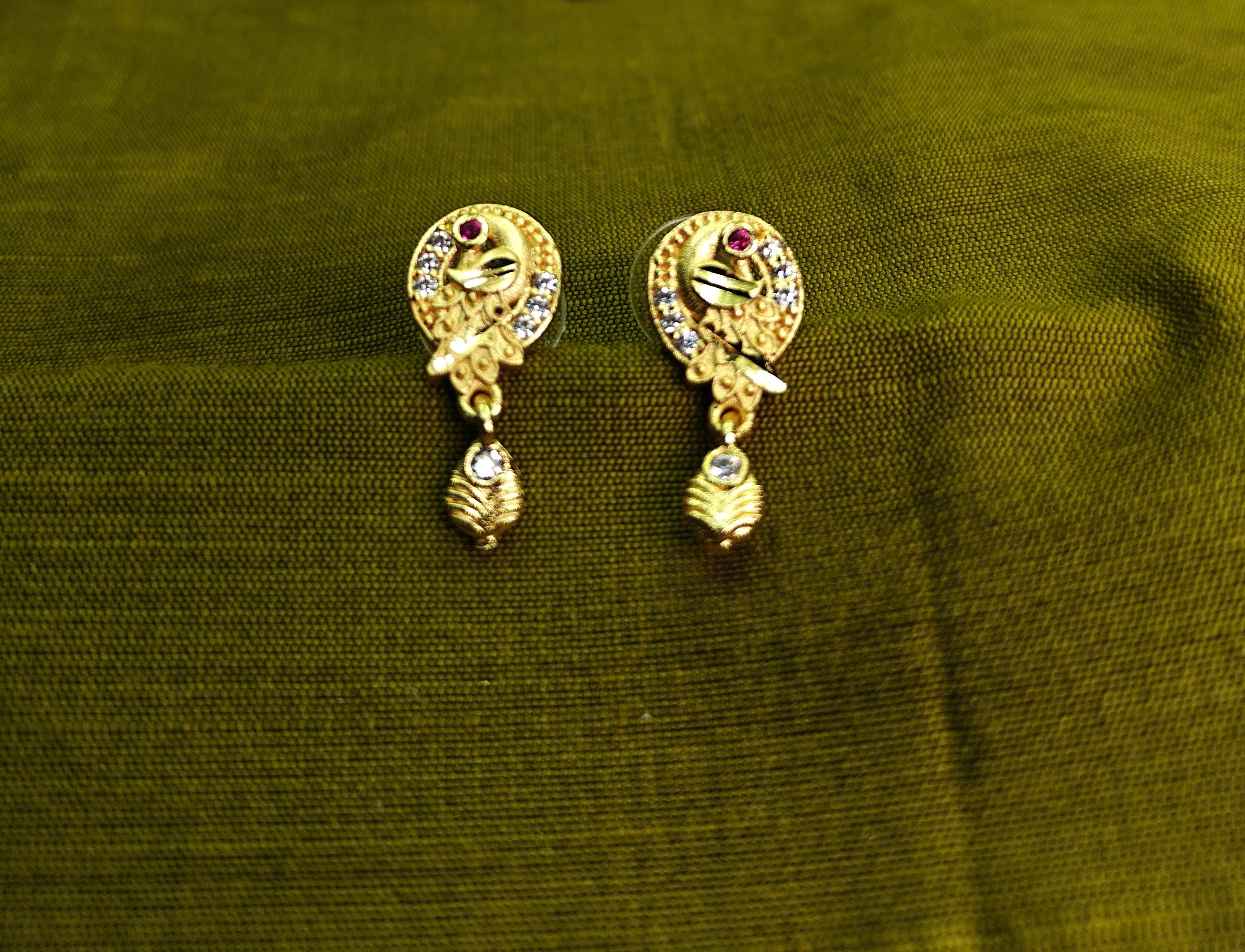 Gold-Tone Temple Style Peacock AD Pendant Set for Women - Glossy Finish