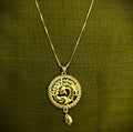 Gold-Tone Temple Style Peacock AD Pendant Set for Women - Glossy Finish