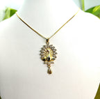 Gold-Tone Ancient Peacock AD Pendant Set for Women - Glossy Finish