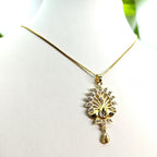 Gold-Tone Ancient Peacock AD Pendant Set for Women - Glossy Finish