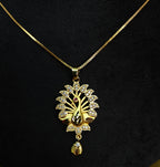 Gold-Tone Ancient Peacock AD Pendant Set for Women - Glossy Finish