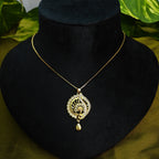 Gold-Tone Chakra Peacock AD Pendant Set for Women - Glossy Finish