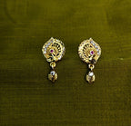 Gold-Tone Chakra Peacock AD Pendant Set for Women - Glossy Finish