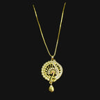 Gold-Tone Chakra Peacock AD Pendant Set for Women - Glossy Finish