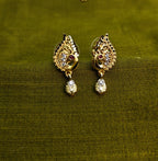 Gold-Tone Paisley Peacock AD Pendant Set for Women - Glossy Finish