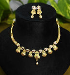 Gold-Tone Pinkish Shade Ruby AD Floral Medallion Choker Set for Women - Matte Finish