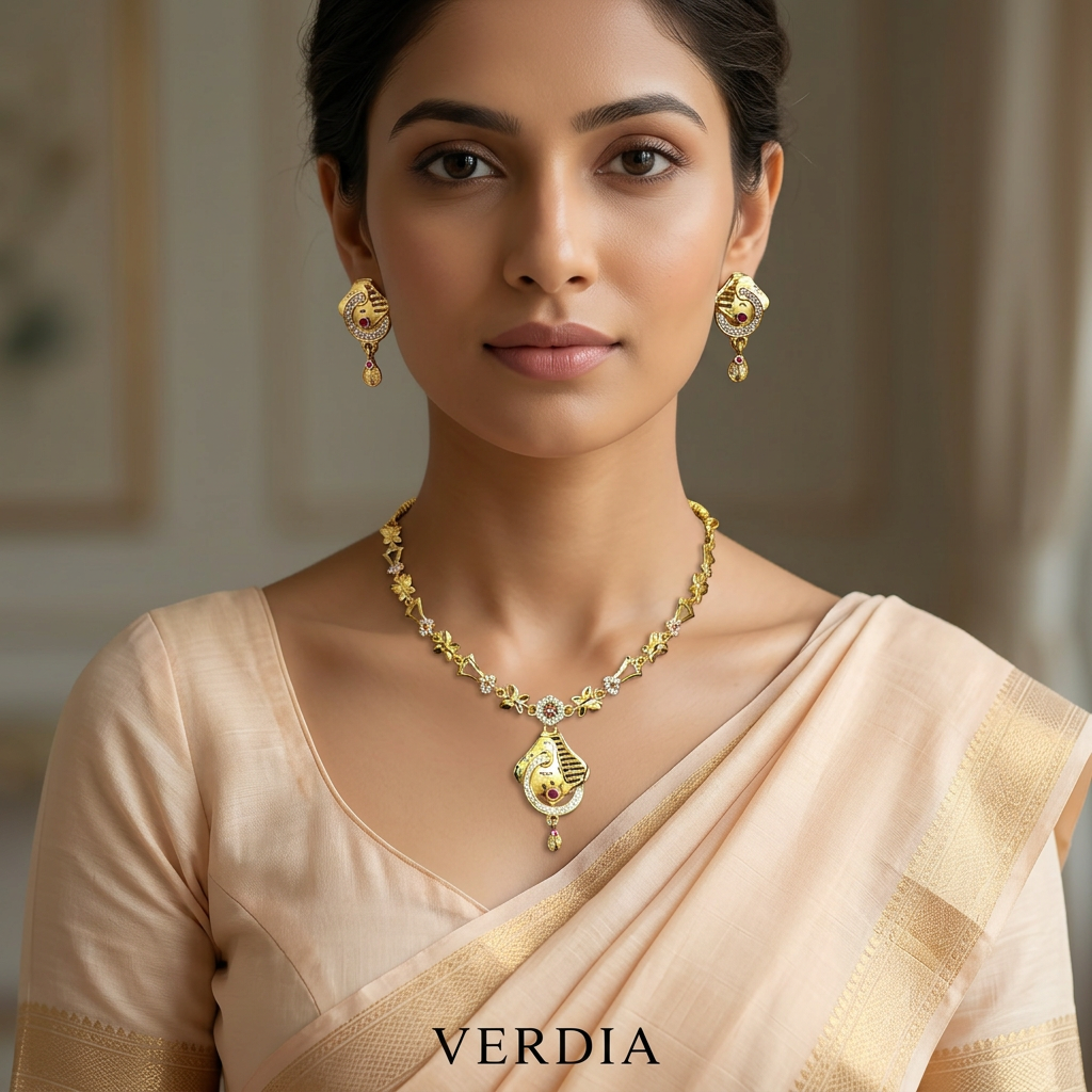 Gold-Tone Italian Style Link Chain Set for Women - Matte Finish