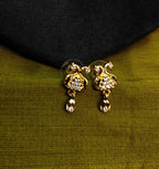 Gold-Tone Peacock Pendant AD Ball Chain Set for Women - Matte Finish