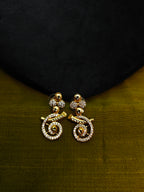 Gold-Tone Spiral Swirl Design Premium AD Necklace Set for Women - Glossy Finish