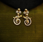Gold-Tone Spiral Swirl Design Premium AD Necklace Set for Women - Glossy Finish