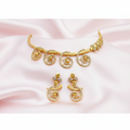 Gold-Tone Spiral Swirl Design Premium AD Necklace Set for Women - Glossy Finish