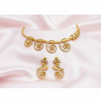 Gold-Tone Spiral Swirl Design Premium AD Necklace Set for Women - Glossy Finish
