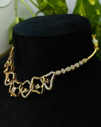Gold-Tone Geometric Hasli Premium AD Necklace Set for Women - Glossy Finish