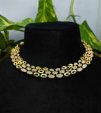 Gold-Tone Three-Row Marquise Layered AD Premium Choker Necklace Set for Women - Glossy Finish