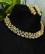 Gold-Tone Three-Row Marquise Layered AD Premium Choker Necklace Set for Women - Glossy Finish
