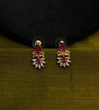 Gold-Tone Pink Stone Bow AD Premium Necklace Set for Women - Glossy Finish